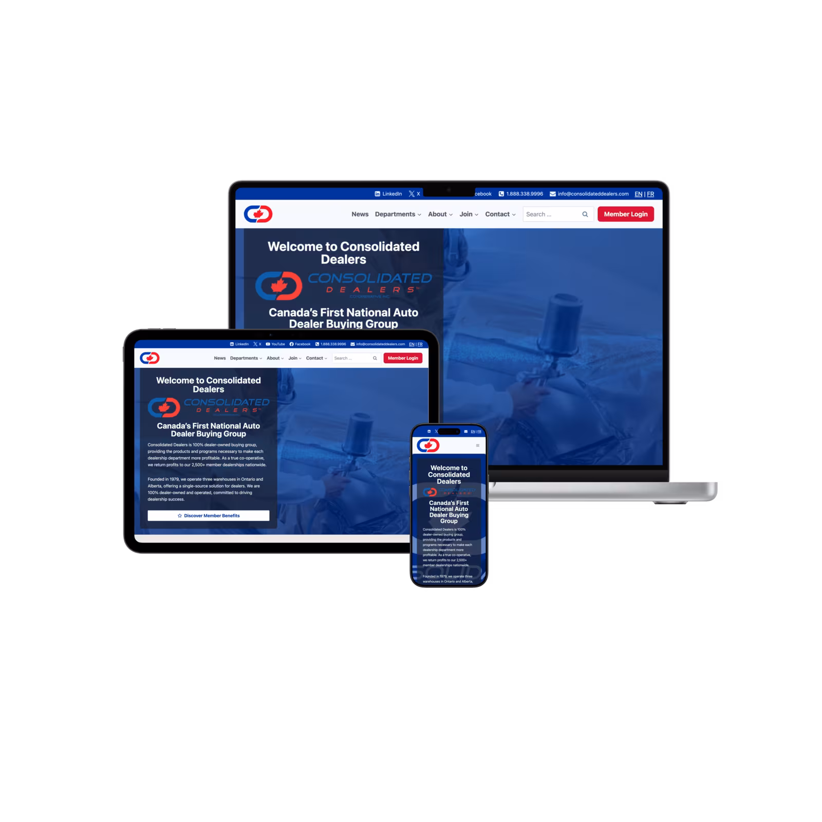 Consolidated Dealers responsive homepage design